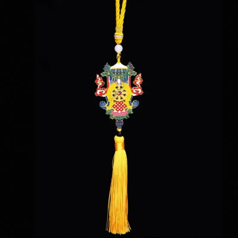 Eight Auspicious Symbols Car Hanger | Tibetan Buddhist Protecting Charm for Vehicle-LuckyCharms.Shop