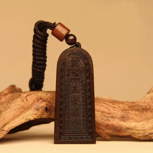Longhu Mountain Cinnabar Wood Blessing Five Thunder Command Pendant Taoism-LuckyCharms.Shop
