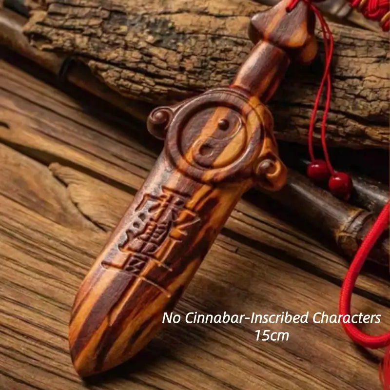 Natural Lightning-Struck Wood Taoist Big Dipper Peach Wood Sword YINYANG-LuckyCharms.Shop