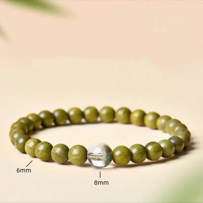 Mount Putuo Blessed Natural Green Sandalwood Five Elements Fortune-Turning Bead Bracelet