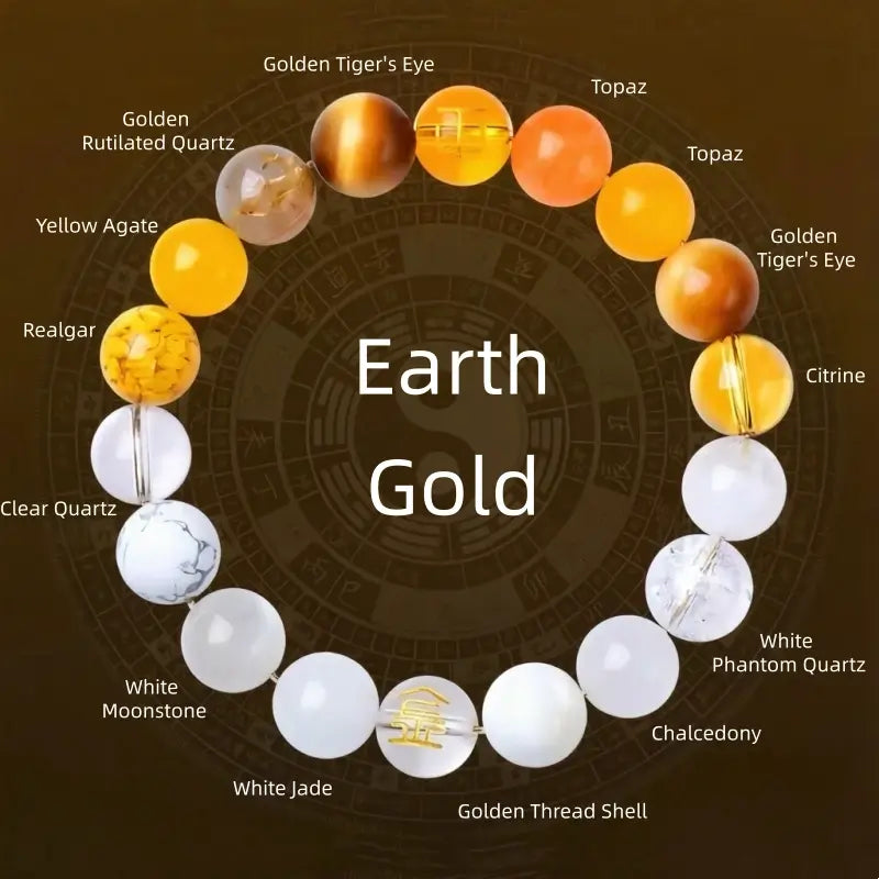 Five Elements Balanced Natural Crystal Bracelet | Energy Complementary, Handcrafted Healing Lucky Charm