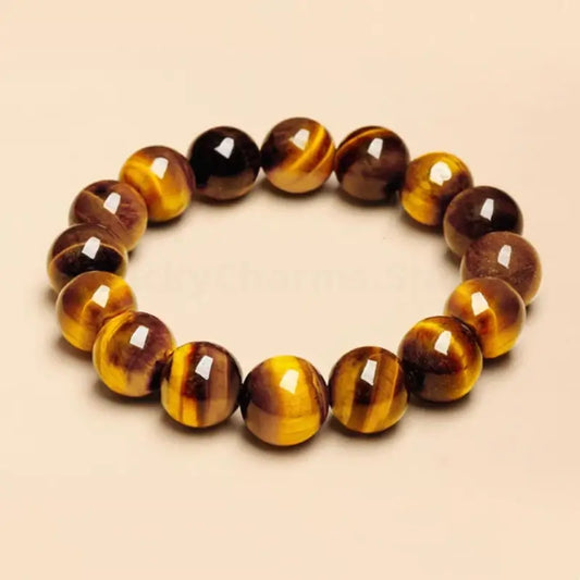 Lingyin Temple Blessed Natural Yellow Tiger's Eye Success & Fortune Bracelet-LuckyCharms.Shop