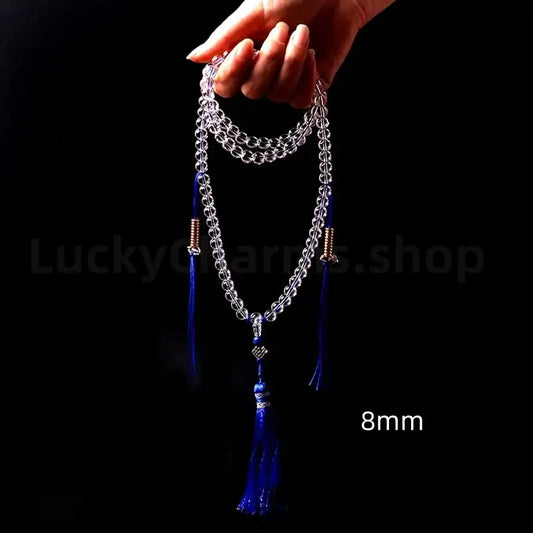 Natural White Crystal 108 Mala Beads Bracelet for Wisdom Luck Protection Love-LuckyCharms.Shop