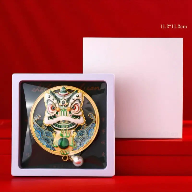 Guangdong Museum Lion Dance Relief Quicksand Fridge Magnet | Zinc Alloy Lucky Chinese Decor Gift