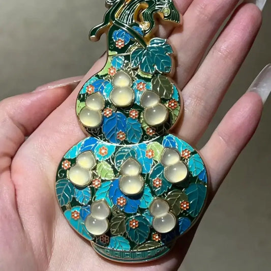 Henan Museum Enamel Inlaid Jade Gourd Fridge Magnet | 3D Cultural Relic Souvenir-LuckyCharms.Shop