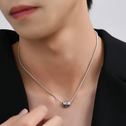 Collier Pixiu rotatif en argent sterling 925 | Chaîne en os de dragon, pendentif porte-bonheur en or noir pour homme, indéformable