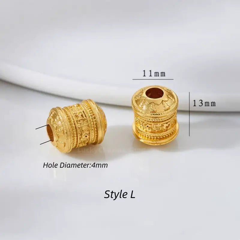Gold Plated Dragon Totem Lucky Barrel Beads - DIY Friendly Bracelet Accessories-LuckyCharms.Shop