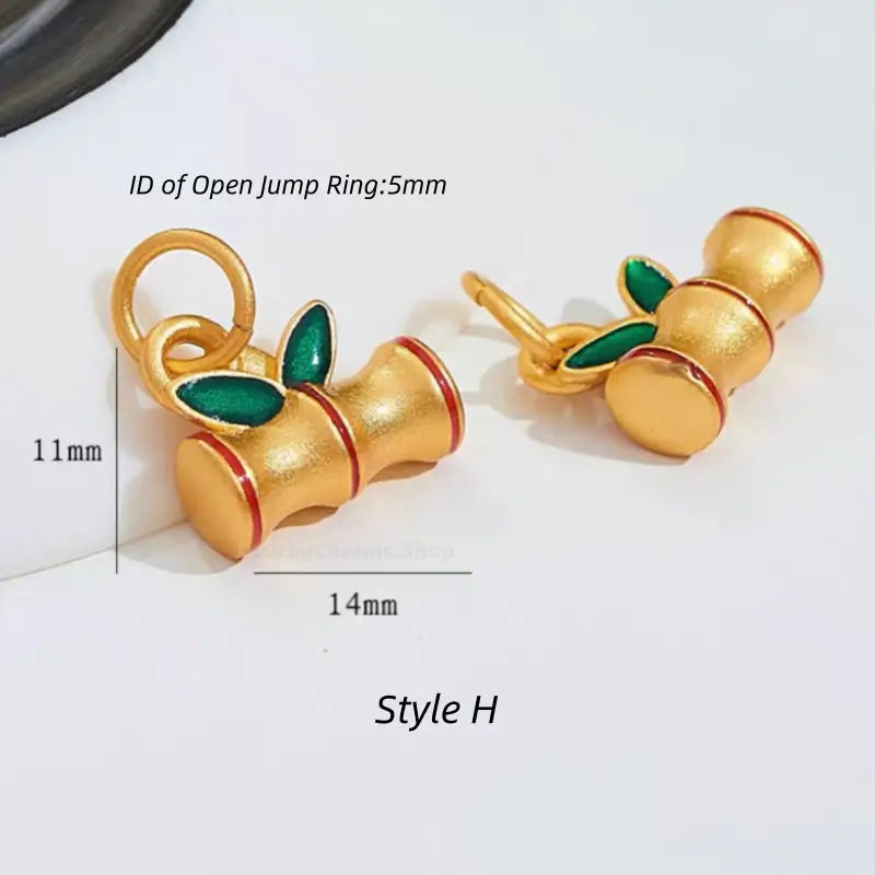 Matte Gold Enamel Bamboo Joint Curved Tube Pendant | DIY Jewelry Accessory, Alloy Base Gold Plated, Skin-Friendly & Colorfast