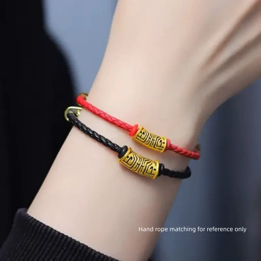 Perle Lu Lu Tong Totem Taotie plaquée or et cuivre | Deux tailles, texture en relief, style chinois moderne