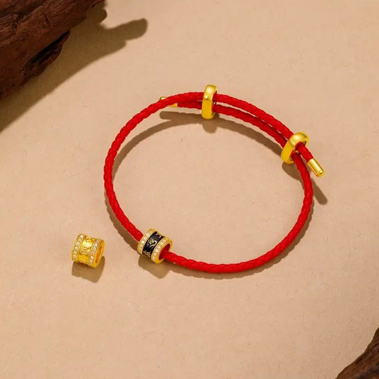 18K Gold Plated Six-Syllable Mantra Enamel Lu Lu Tong Bead | DIY Charm for Bracelet/Necklace, Brass Base