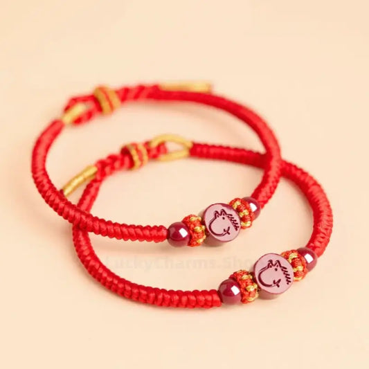 Chinese Zodiac Natural Cinnabar Fortune-Turning Bead Red Hand Rope | Adjustable, Chinese Style Auspicious Accessory
