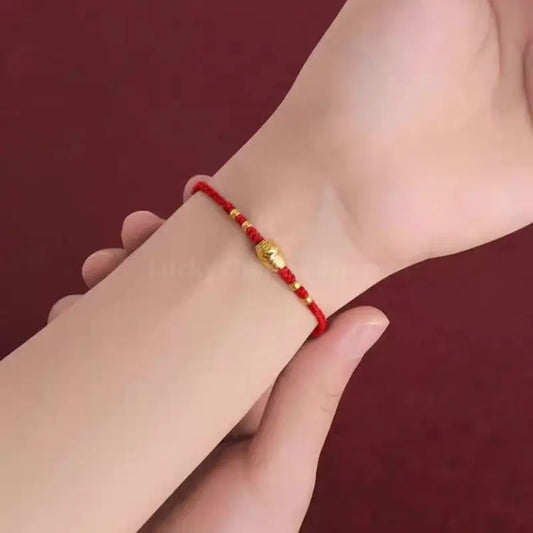 Gold-Plated Lu Lu Tong Fortune-Turning Bead Braided Bracelet-LuckyCharms.Shop