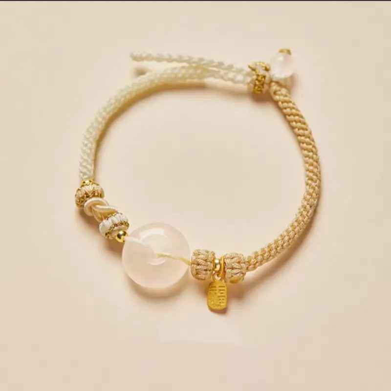 天然瑪瑙ピースバックルブレスレット | 925シルバーメッキゴールドブレッシングペンダント、8本のマルチカラー編み込みコード