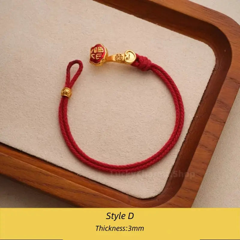 Ruyi Buckle Red String Bracelet | Gold-Plated Lucky Charm Bracelet DIY-LuckyCharms.Shop