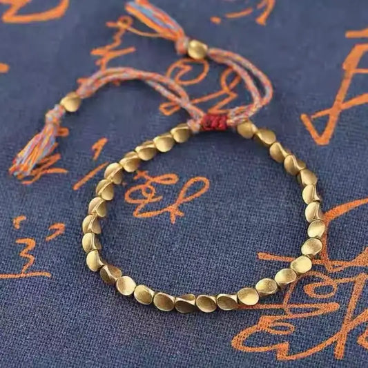 Alien-shaped Copper Bead Tassel Bracelet for Wealth Luck and Success-LuckyCharms.Shop