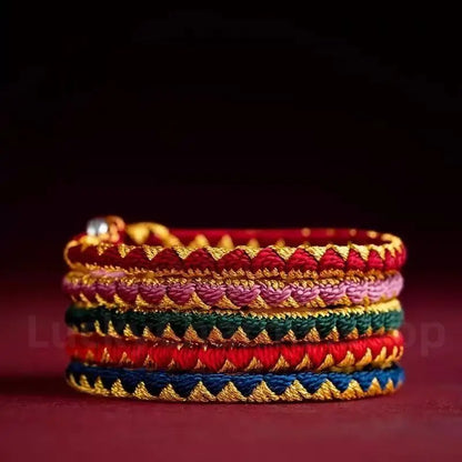 Dragon Scale Motif Nine Vehicle Vajra Knot Braided Bracelet-LuckyCharms.Shop