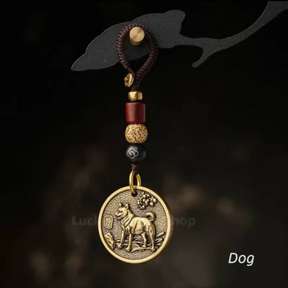 Chinese Zodiac Solid Pure Brass Keychain Protection Charm-LuckyCharms.Shop