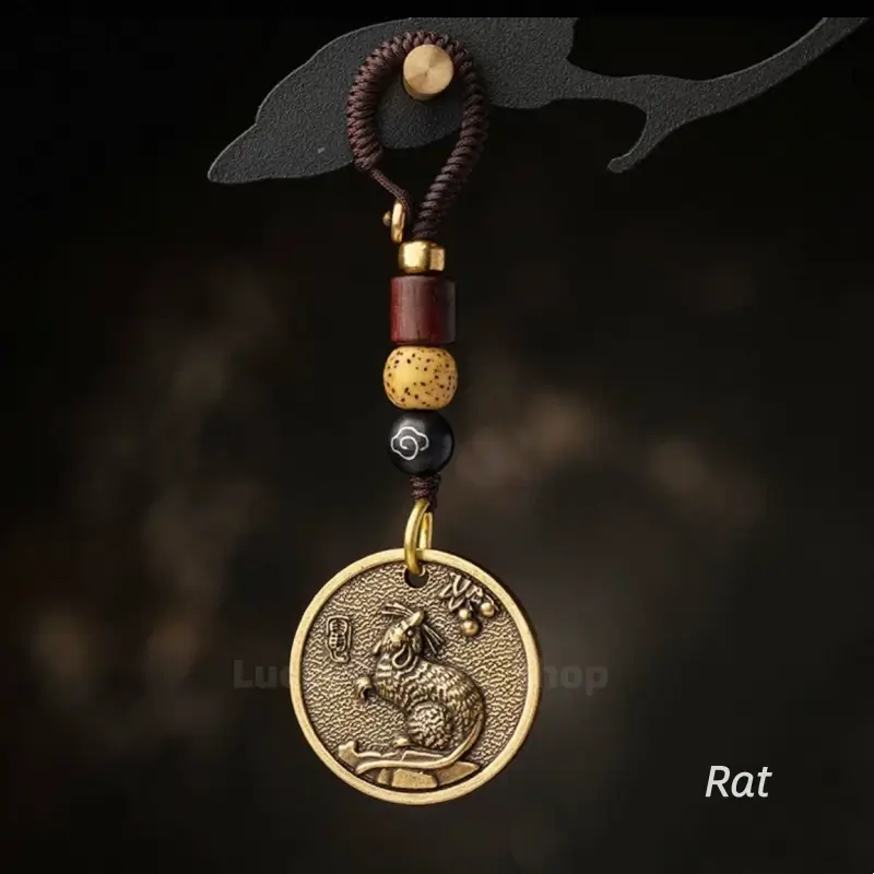 Chinese Zodiac Solid Pure Brass Keychain Protection Charm-LuckyCharms.Shop
