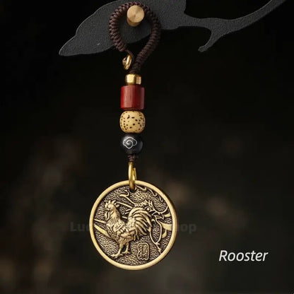 Chinese Zodiac Solid Pure Brass Keychain Protection Charm-LuckyCharms.Shop