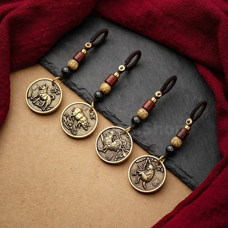 Chinese Zodiac Solid Pure Brass Keychain Protection Charm-LuckyCharms.Shop