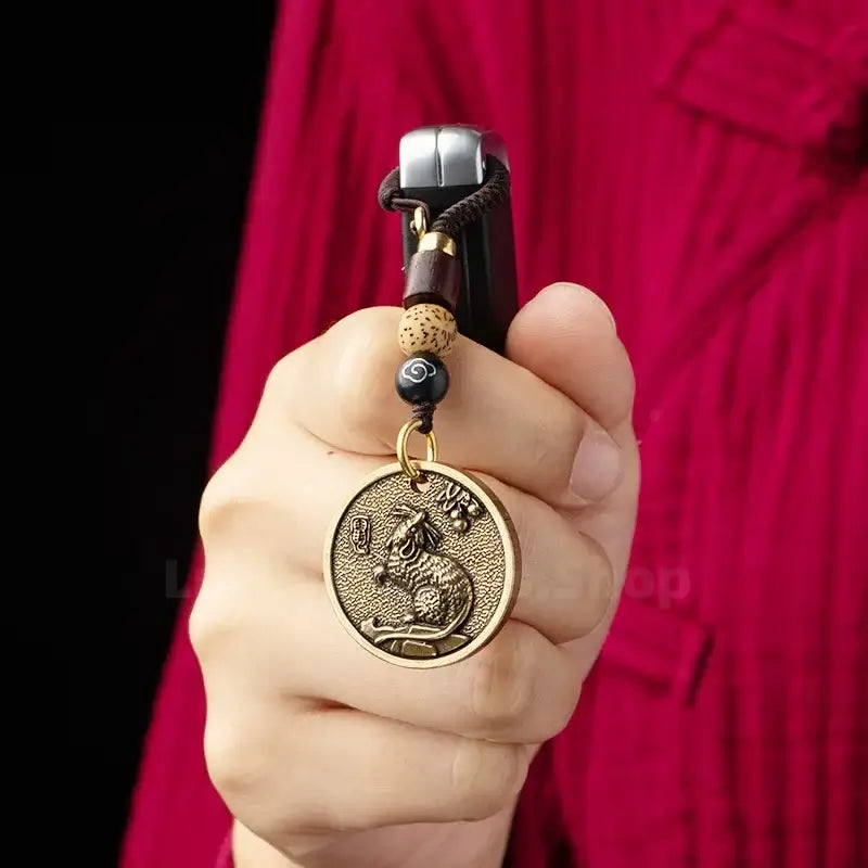 Chinese Zodiac Solid Pure Brass Keychain Protection Charm-LuckyCharms.Shop