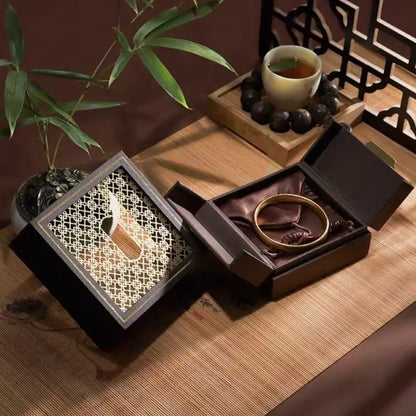 Chinese-Style Hollowed Mortise and Tenon Pattern Jewelry Gift Box-LuckyCharm.Shop