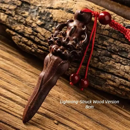 Natural Lightning-Struck Peach Wood Taoist Yazi Sword Pendant YINYANG-LuckyCharms.Shop