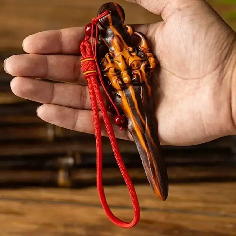 Natural Lightning-Struck Peach Wood Taoist Yazi Sword Pendant YINYANG-LuckyCharms.Shop