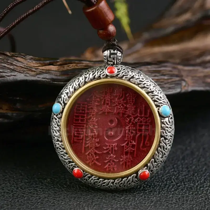 Longhu Mountain Cinnabar Mountain Ghost Blessing Fortune Coin Pendant Taoism-LuckyCharms.Shop