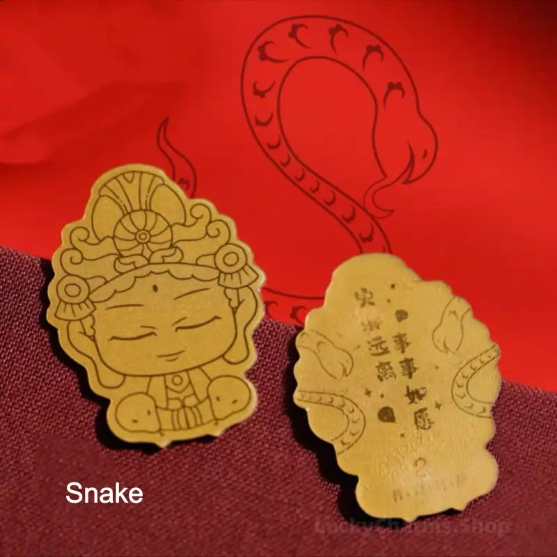 Dunhuang Academy Zodiac Guardian Buddha Gold Phone Sticker | 999 Pure Gold 2mg, Oil Pressure Craft, Authorized Certificate, Gift Box Package-LuckyCharms.Shop