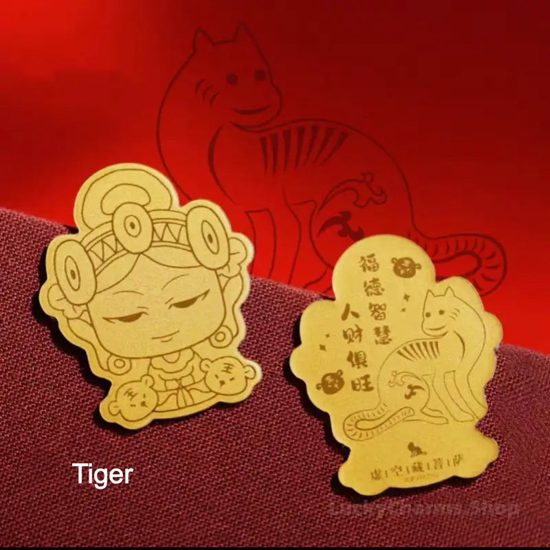 Dunhuang Academy Zodiac Guardian Buddha Gold Phone Sticker | 999 Pure Gold 2mg, Oil Pressure Craft, Authorized Certificate, Gift Box Package-LuckyCharms.Shop
