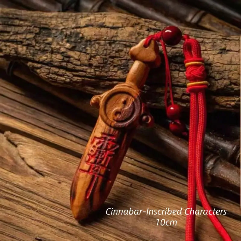 Natural Lightning-Struck Wood Taoist Big Dipper Peach Wood Sword YINYANG-LuckyCharms.Shop