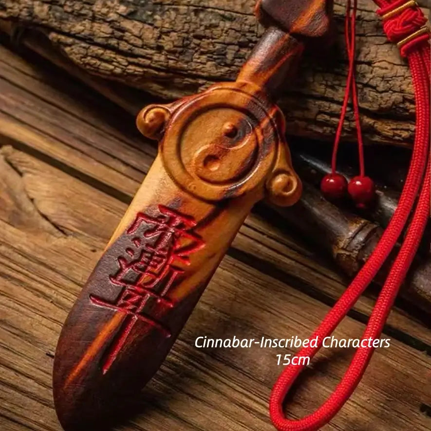 Natural Lightning-Struck Wood Taoist Big Dipper Peach Wood Sword YINYANG-LuckyCharms.Shop