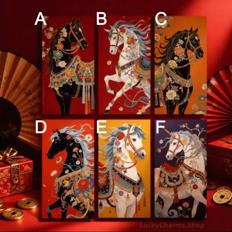 2026 Year of the Horse Chinese Trendy Illustration Creative Red Envelope Set-LuckyCharms.Shop