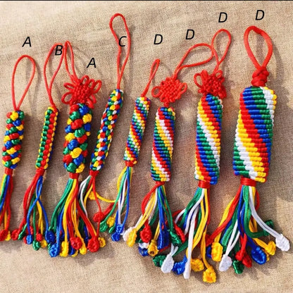 Kumbum Monastery Enpowered Tibetan-Style Five-Color Auspicious Knot Pendant | Tibetan Cultural Gift-LuckyCharms.Shop