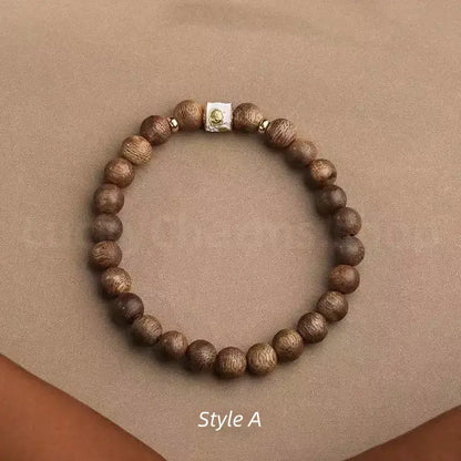 Red Sandalwood Carved Six-Syllable Mantra Men's Enpowered Bracelet-LuckyCharms.Shop