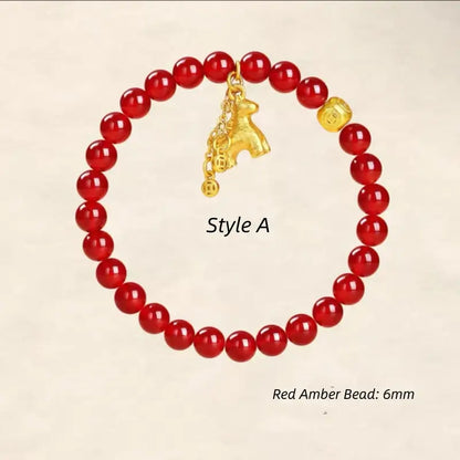 Immediate Wealth Natural Agate Gold-Plated Horse Bracelet | 2026 Year of the Horse Lucky Jewelry-LuckyCharms.Shop