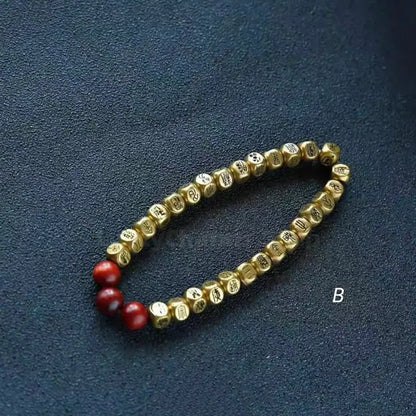 Jiuhua Mountain Blessing Golden Light Mantra Fortune Bead Bracelet for Men-LuckyChrams.Shop