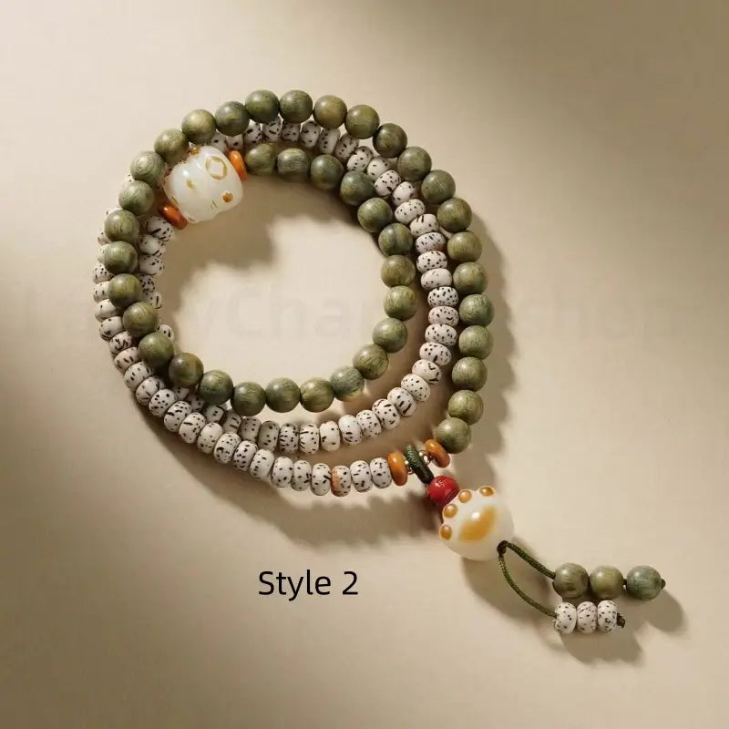 Green Sandalwood Bodhi Double-Wrap Wealth & Widsom Enpowered Bracelet-LuckyCharms.Shop