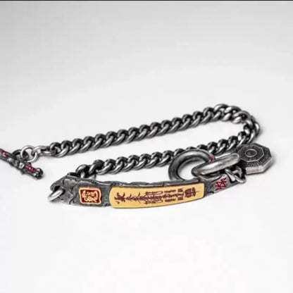 Traditional Taoist Silver & Gold-Plated God of Wealth Talisman YINYANG Bracelet-LuckyCharms.Shop