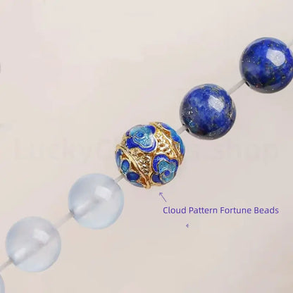 Natural Lapis Lazuli Aquamarine Beaded Bracelet for Success Wisdom Luck -LuckyCharms.Shop