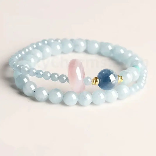 Natural Aquamarine Blue Luck & Protection Blessing Bracelet Love Health-LuckyCharms.Shop