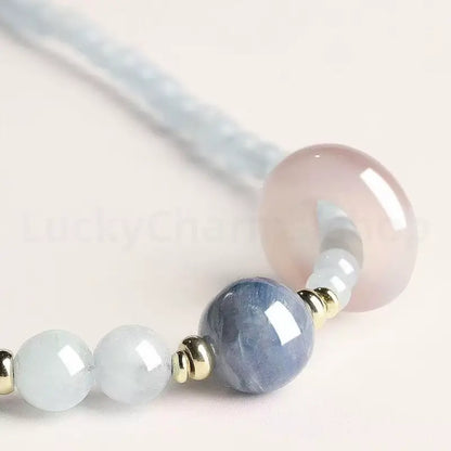 Natural Aquamarine Blue Luck & Protection Blessing Bracelet Love Health-LuckyCharms.Shop