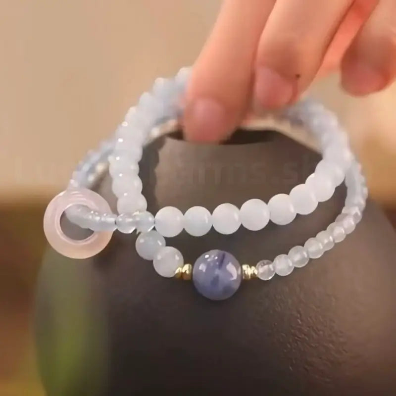 Natural Aquamarine Blue Luck & Protection Blessing Bracelet Love Health-LuckyCharms.Shop