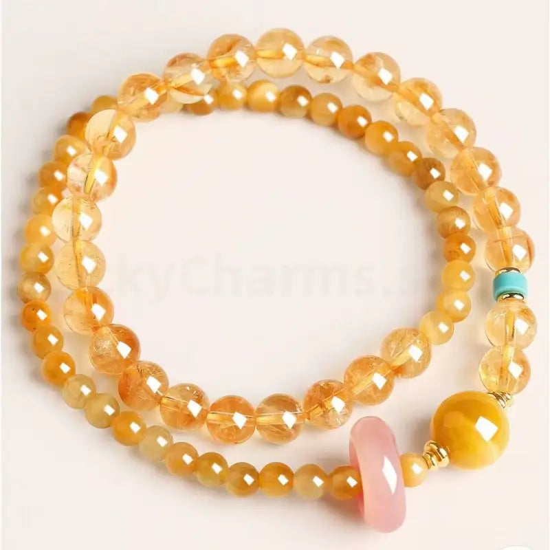 Natural Citrine Double-strand Blessing Bracelet for Wealth-LuckyCharms.Shop