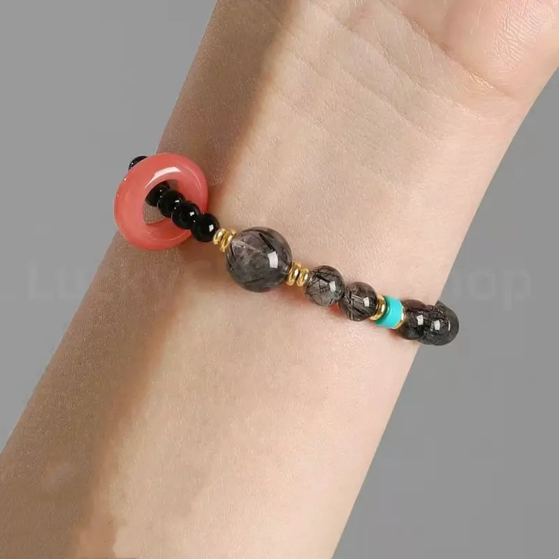 Natural Obsidian Black Success & Protection Blessing Bracelet Wealth Luck-LuckyCharms.Shop