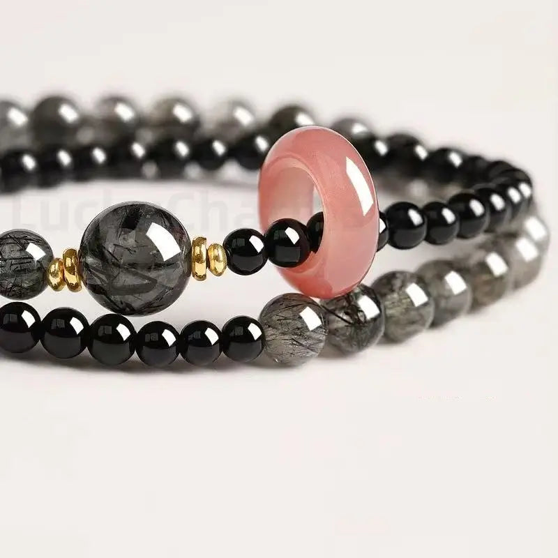 Natural Obsidian Black Success & Protection Blessing Bracelet Wealth Luck-LuckyCharms.Shop
