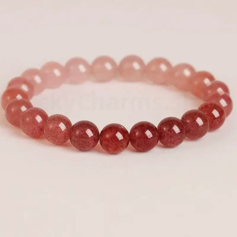 Natural Strawberry Quartz Gradient Pink Love Luck Blessing Bracelet Success Wisdom-LuckyCharms.Shop