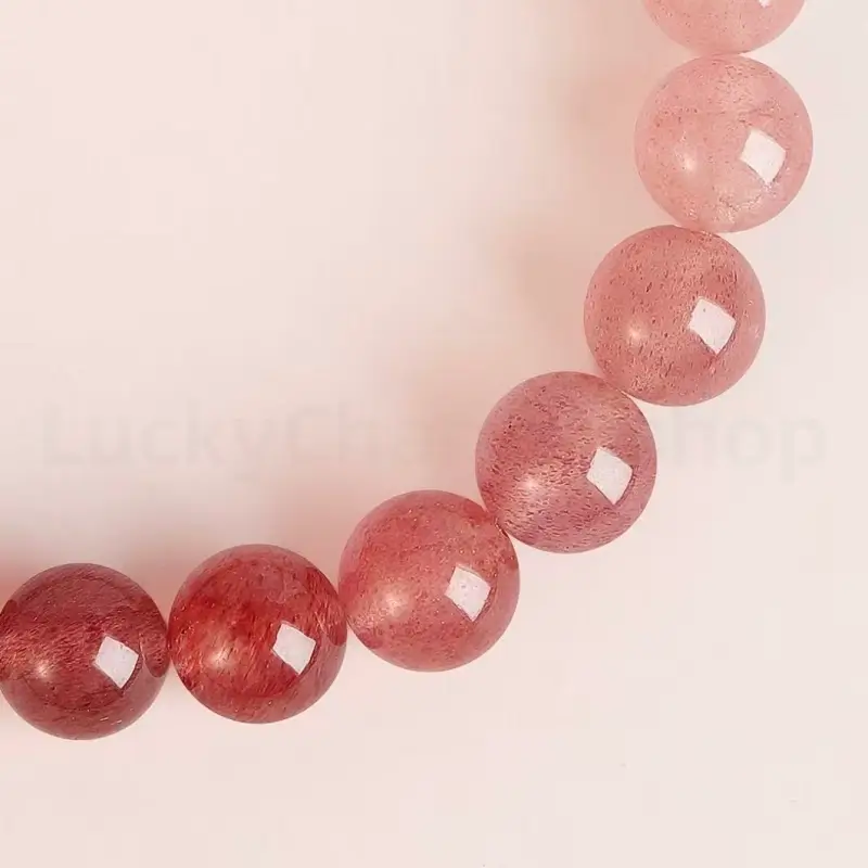Natural Strawberry Quartz Gradient Pink Love Luck Blessing Bracelet Success Wisdom-LuckyCharms.Shop