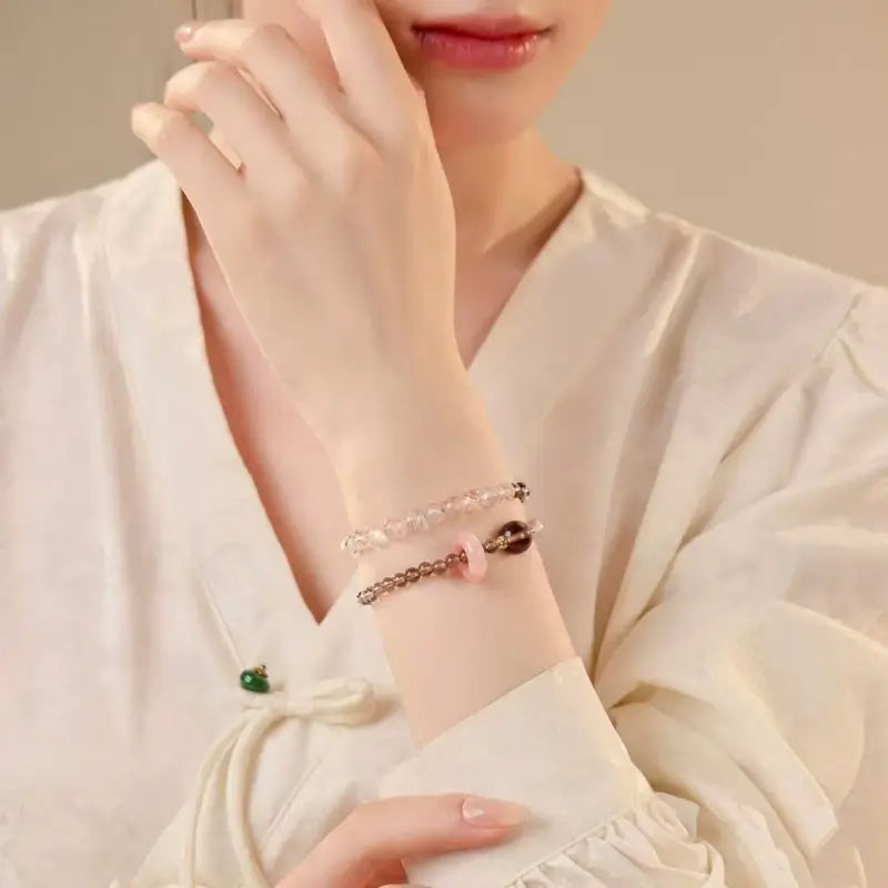 Natural Smoky Quartz Brown Success Wealth Blessing Bracelet Protection Luck-LuckyCharms.Shop